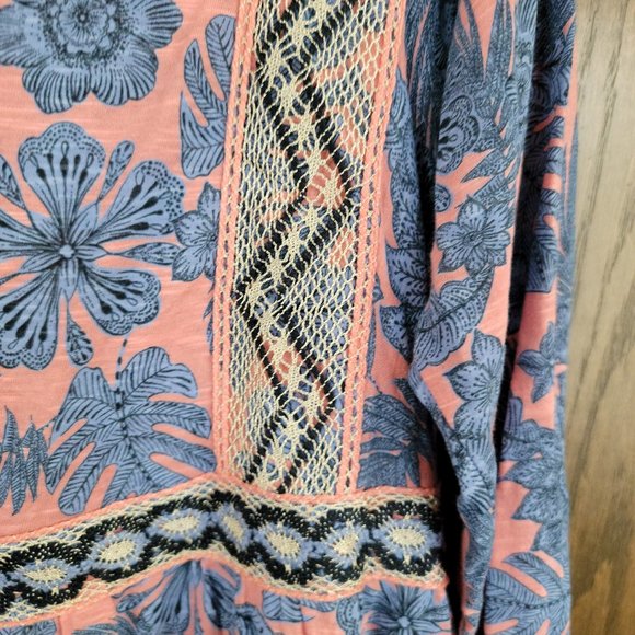 J. Jill Blue and Coral Fall Floral Embroidered Long Sleeve Dress Size Medium - Picture 9 of 16